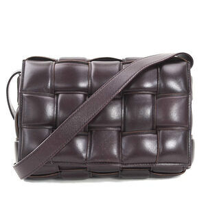 Bottega Veneta Padded Cassette Shoulder Bag Dark Brown Black Leather